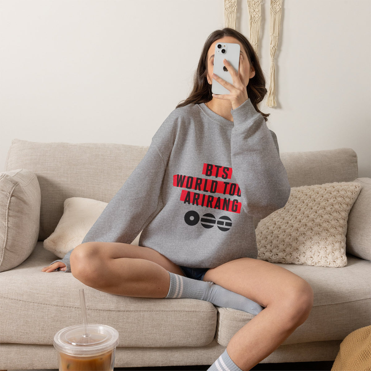 BTS ARMY Crewneck Sweatshirt — “BTS World Tour Arirang” Front & “Army Forever Bangtan Forever” Back