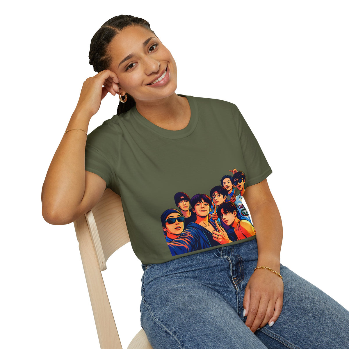 BTS K-Pop Group Photo T-Shirt — Colorful Band Portrait Tee