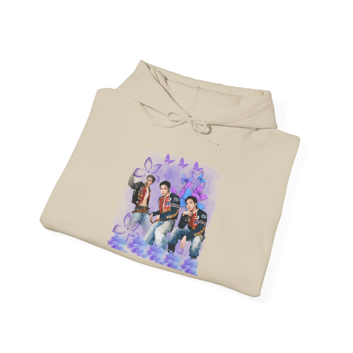 JHOPE Photo Hoodie — Purple Watercolor Floral Crew Sweatshirt