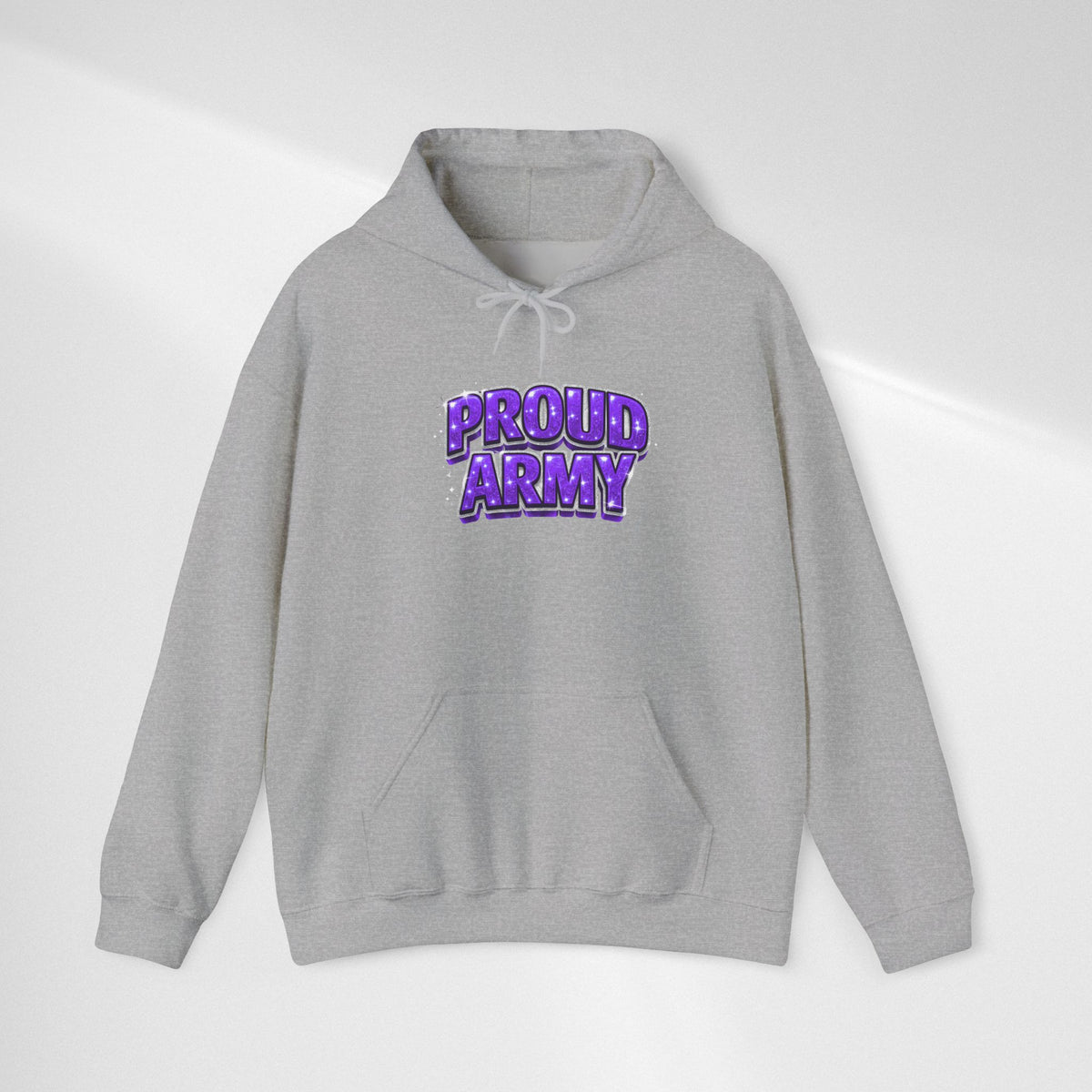 Proud Army Hoodie — Bold Purple Graphic  Pullover