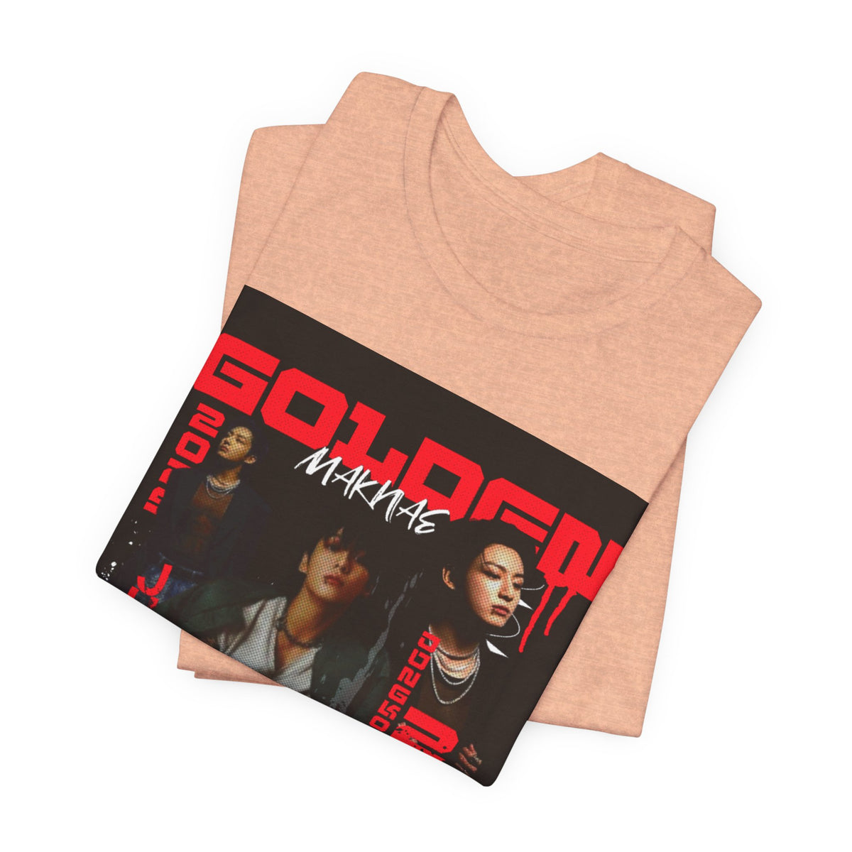 Jungkook Graphic Tee — Golden (Red Text)
