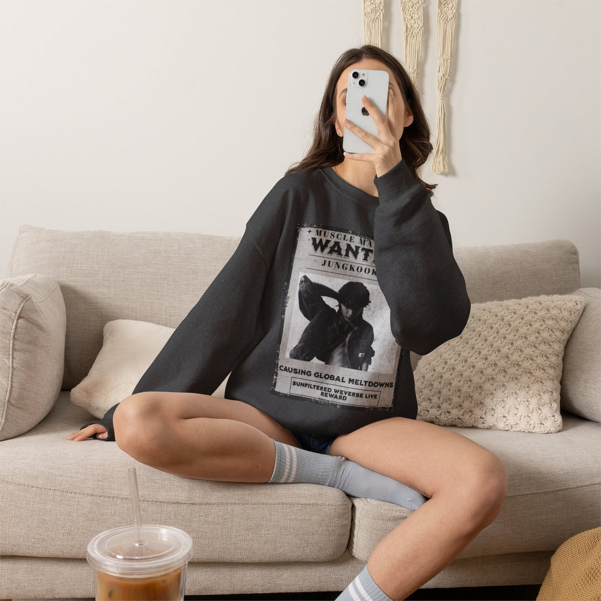 Wanted Poster Crewneck Sweatshirt — Vintage 'Wanted' Graphic Pullover