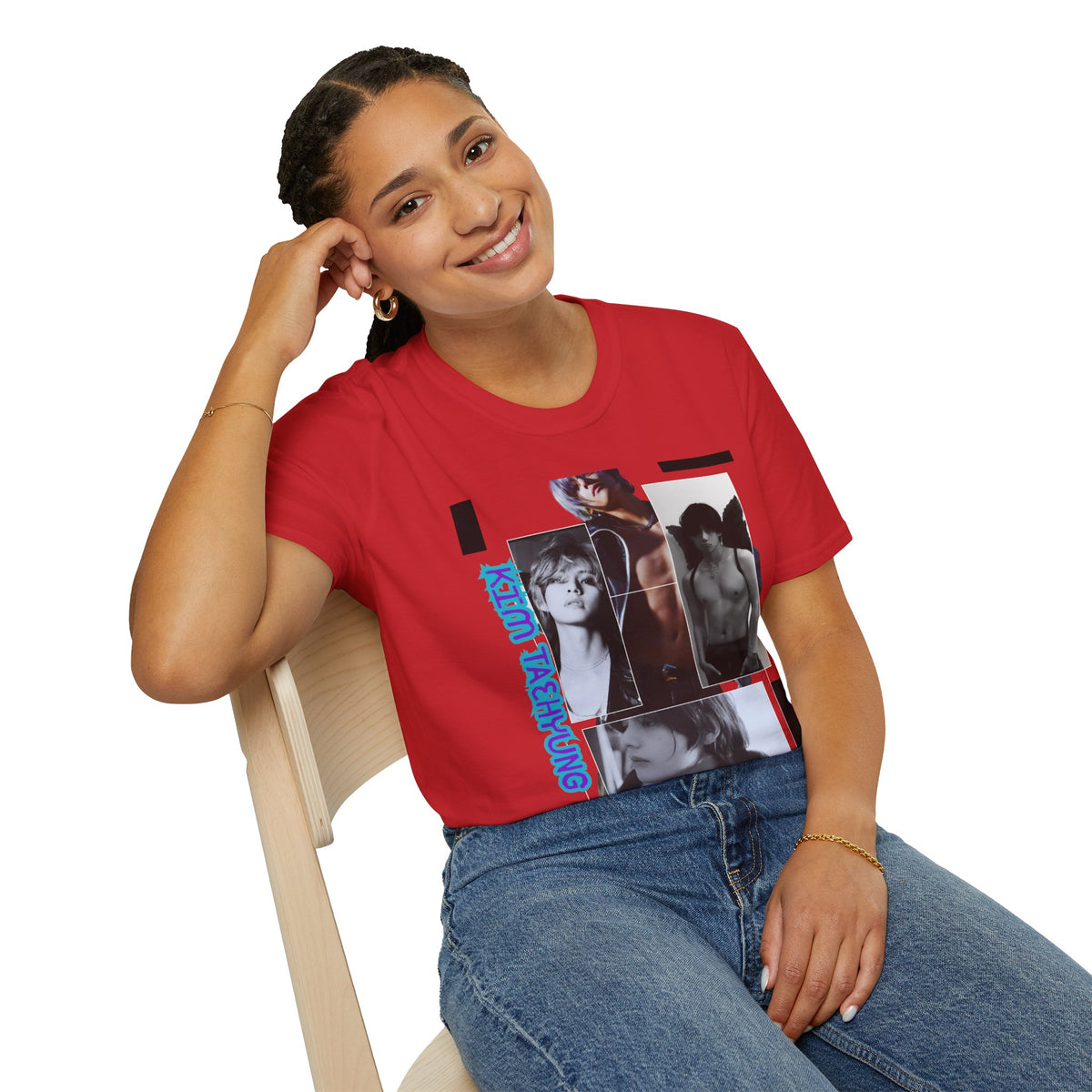 V Photo Collage Tee — Retro K-Pop Inspired Graphic T-Shirt