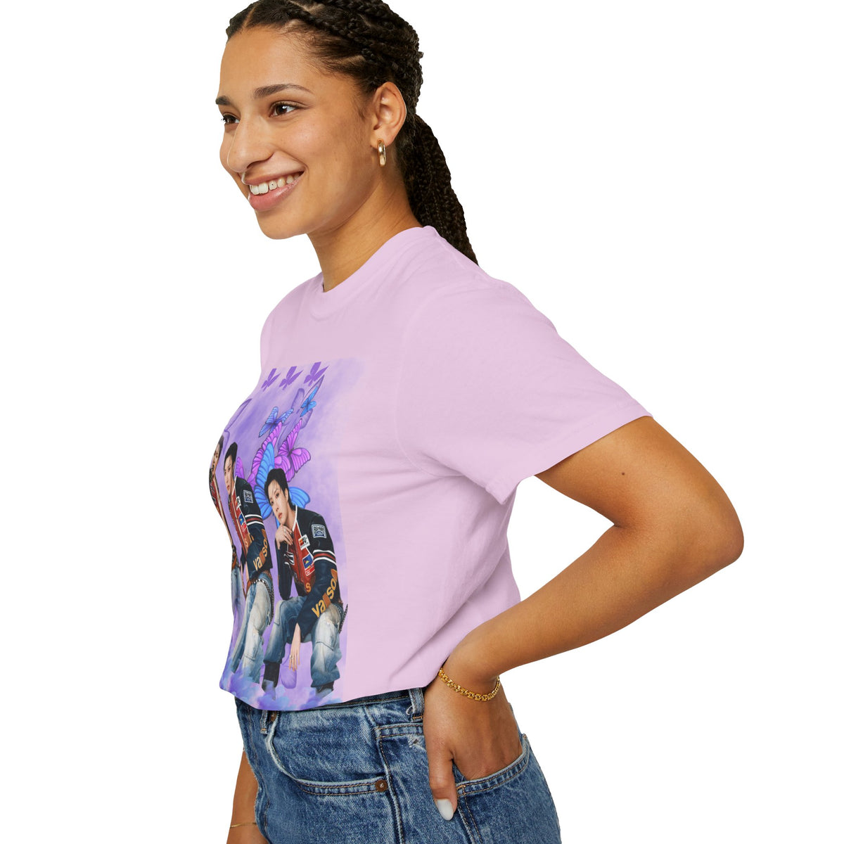 JHOPE Graphic T-Shirt — Purple Floral Portrait Tee