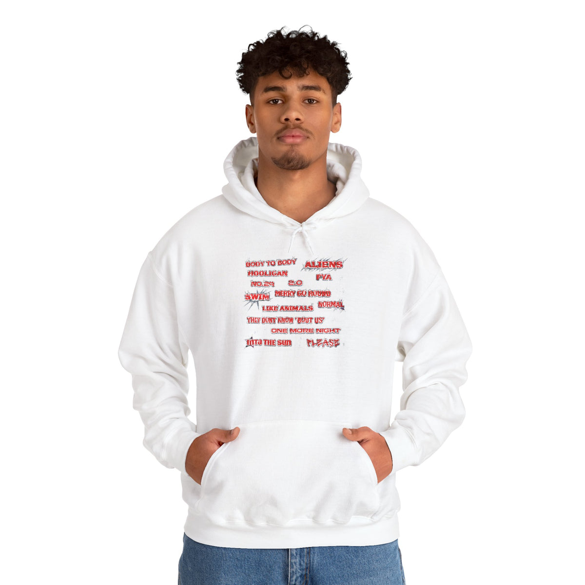 BTS Text Graphic Hoodie —  Red Script Sweatshirt