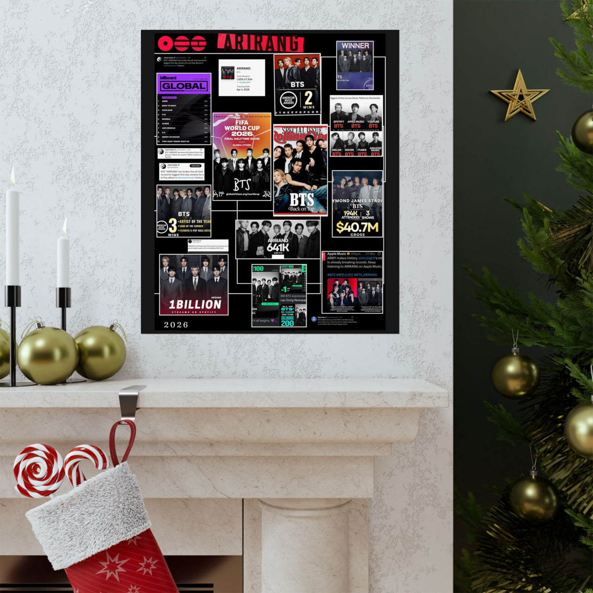 BTS Collage Matte Poster — Vertical BTS Achievement Poster (2026 Highlights)