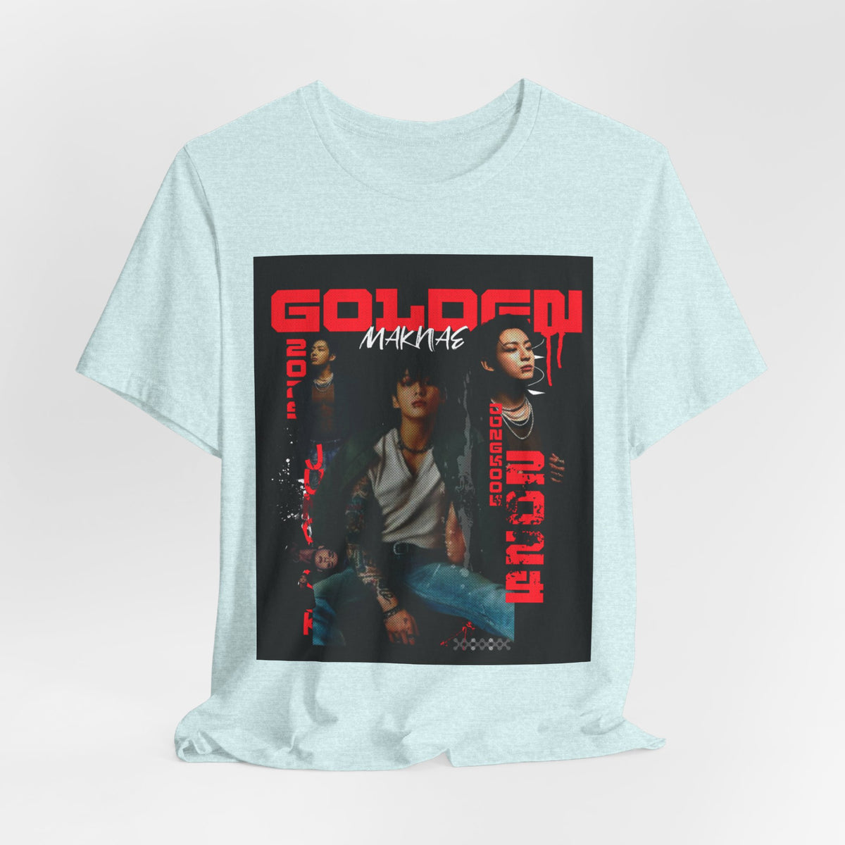 Jungkook Graphic Tee — Golden (Red Text)