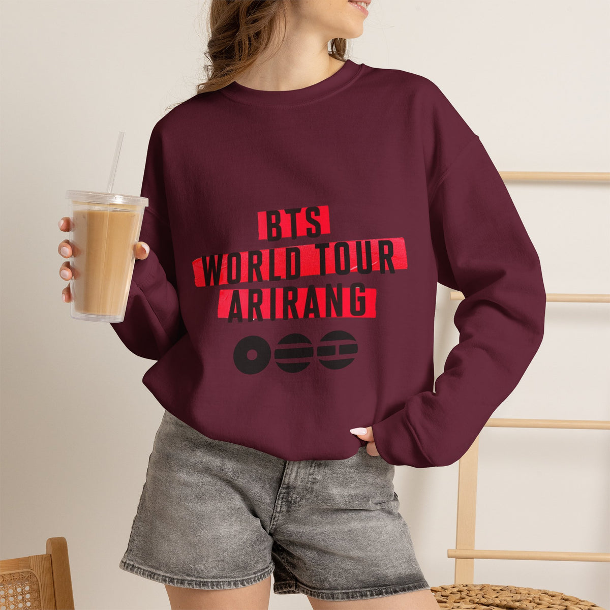BTS ARMY Crewneck Sweatshirt — “BTS World Tour Arirang” Front & “Army Forever Bangtan Forever” Back