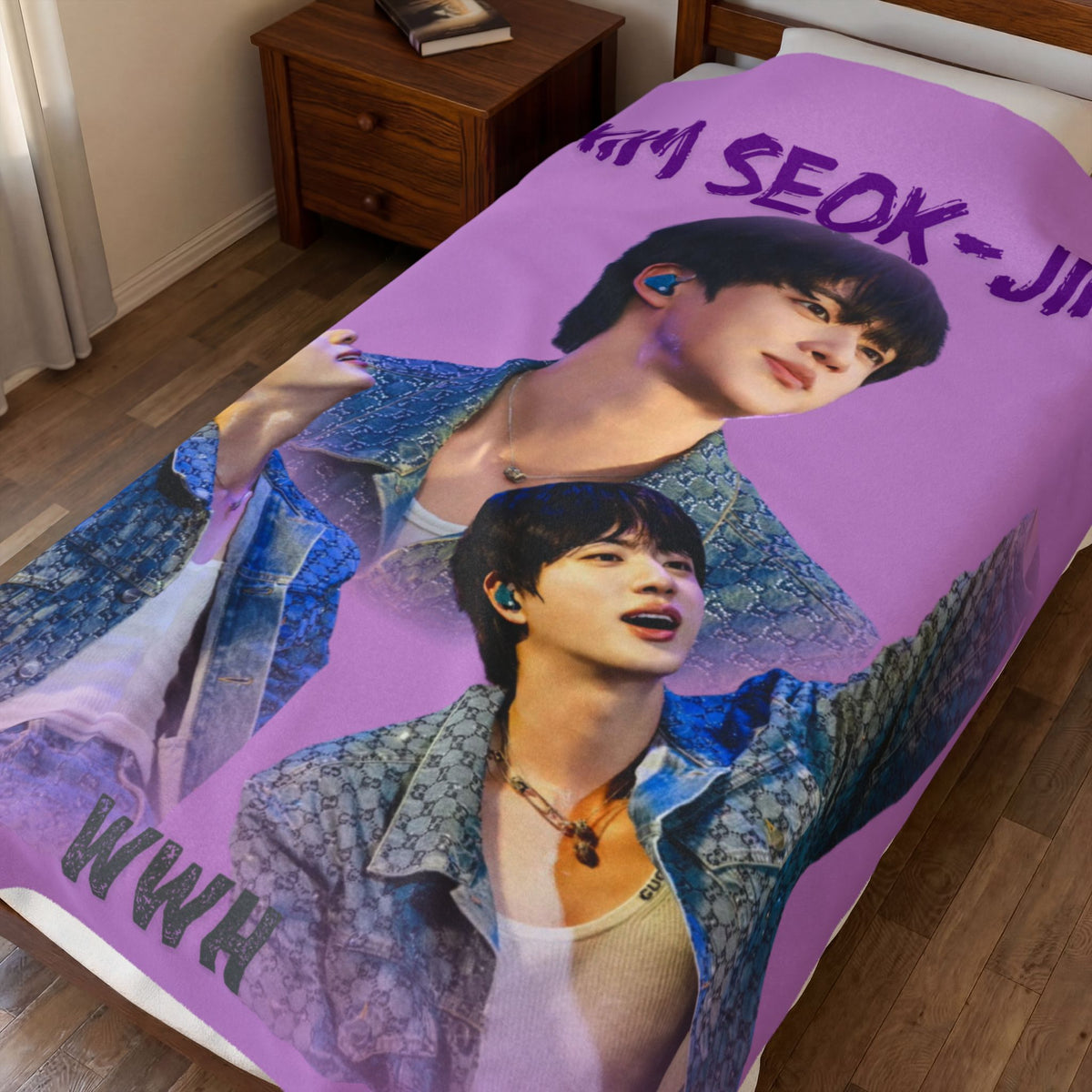Plush Velvet Photo Blanket – Jin Purple Collage Portraits