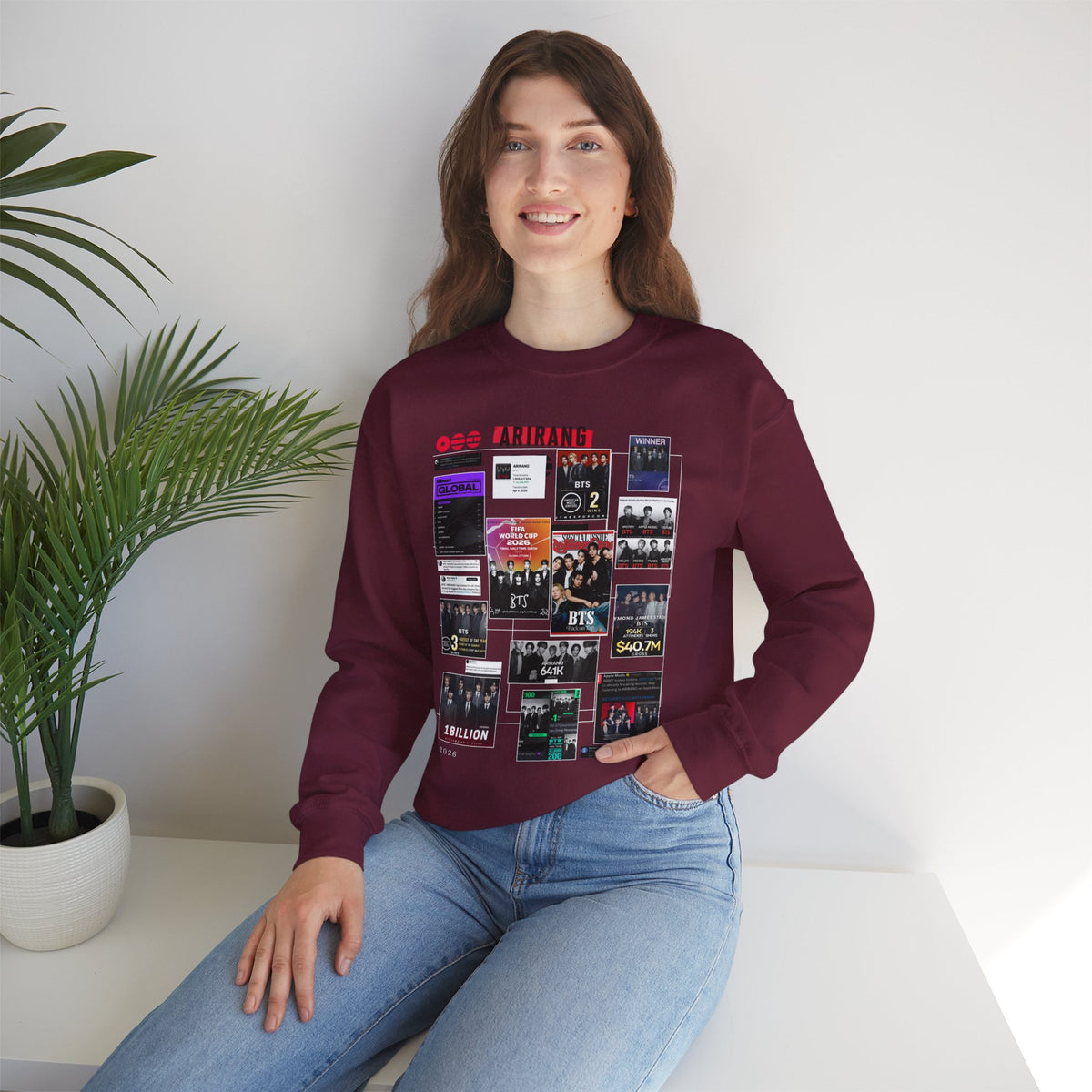 BTS Collage Graphic Crewneck Sweatshirt — Music Poster Design