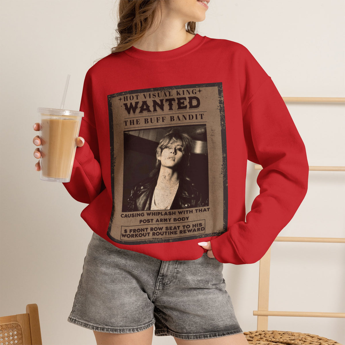 Wanted Poster Crewneck Sweatshirt — Vintage 'Buff Bandit' Graphic