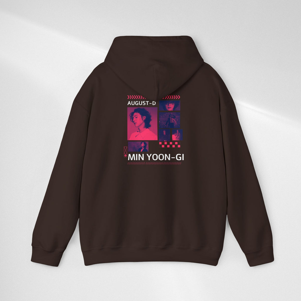 Suga Photo Collage Hoodie — Retro Pink Portraits Grid Design