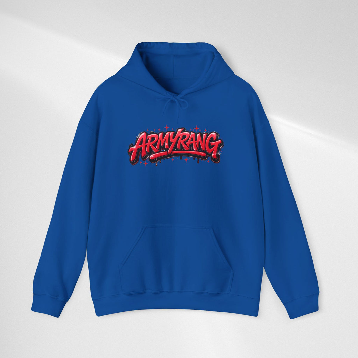 ArmyRang Graffiti Hoodie — Streetwear Pullover with Bold Red Logo