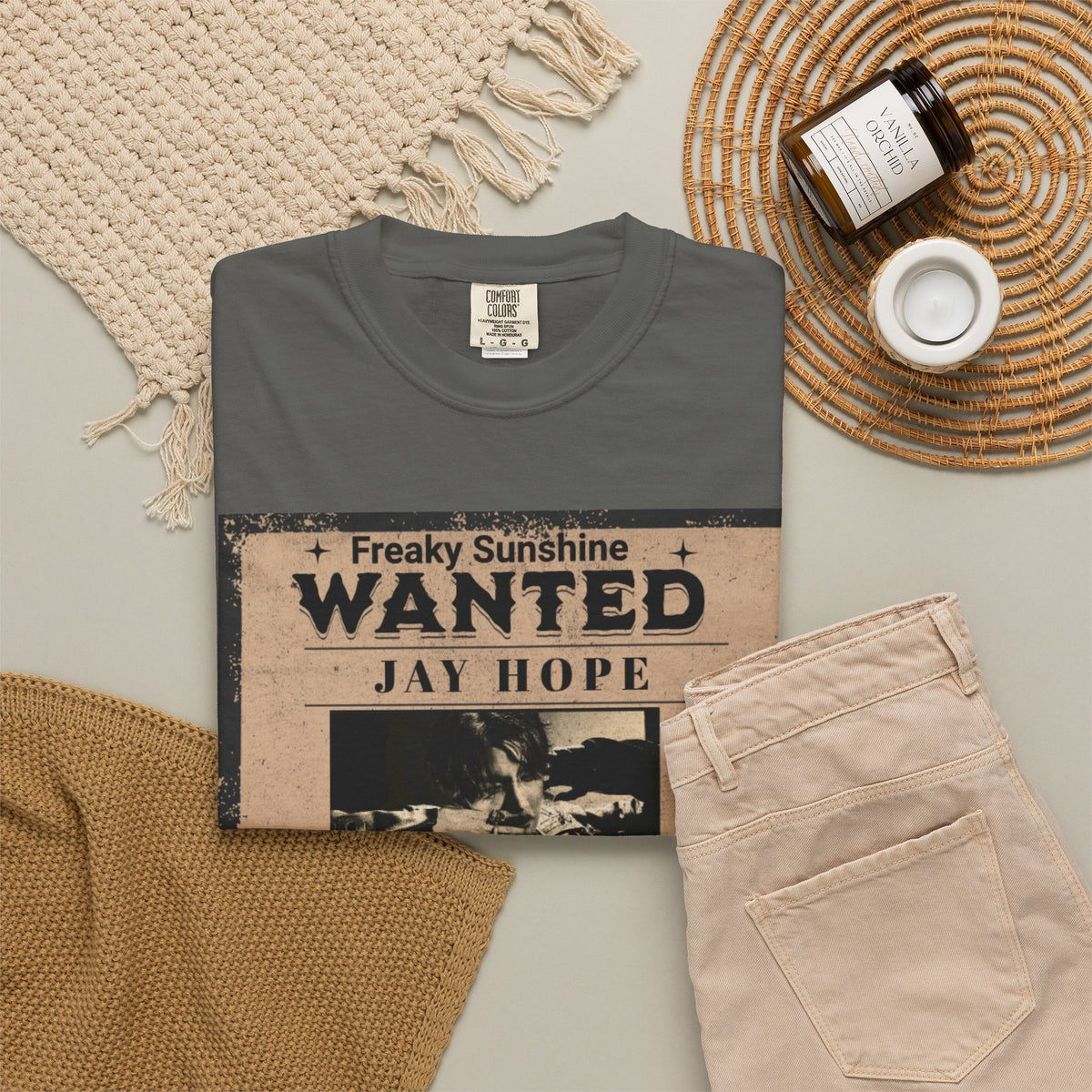 Wanted Poster Graphic T-Shirt — "Freaky Sunshine: Jay Hope" Vintage Style