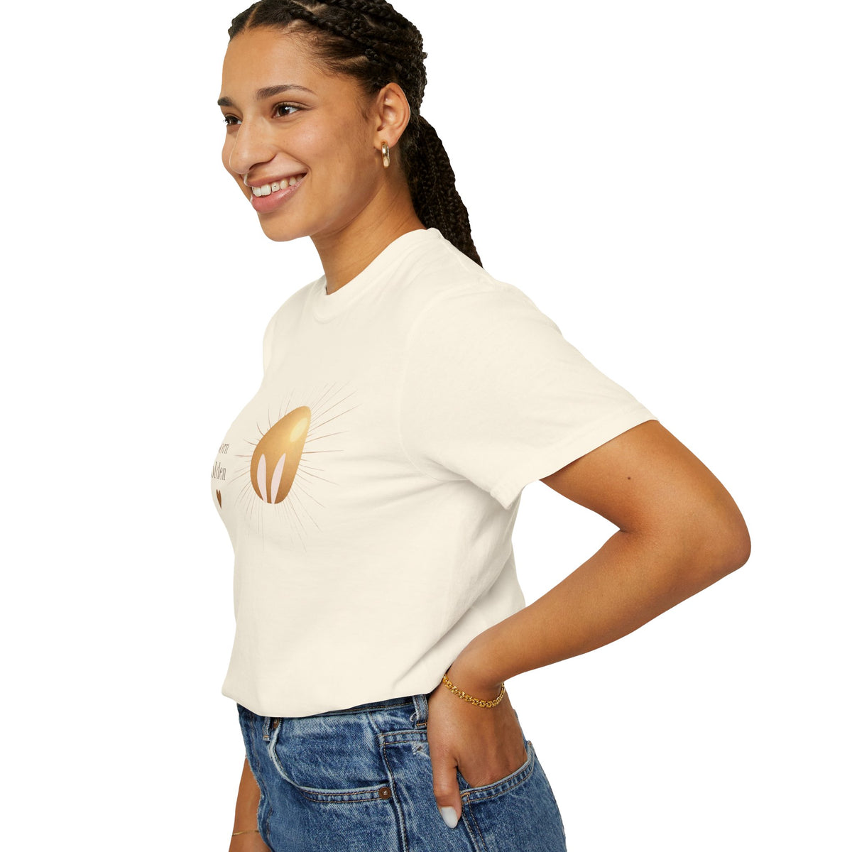 JK Born Golden Tee — Minimal Sun Badge Graphic T-Shirt