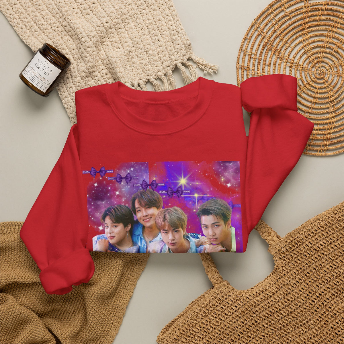 BTS Group Photo Crewneck Sweatshirt — Purple Star Aesthetic