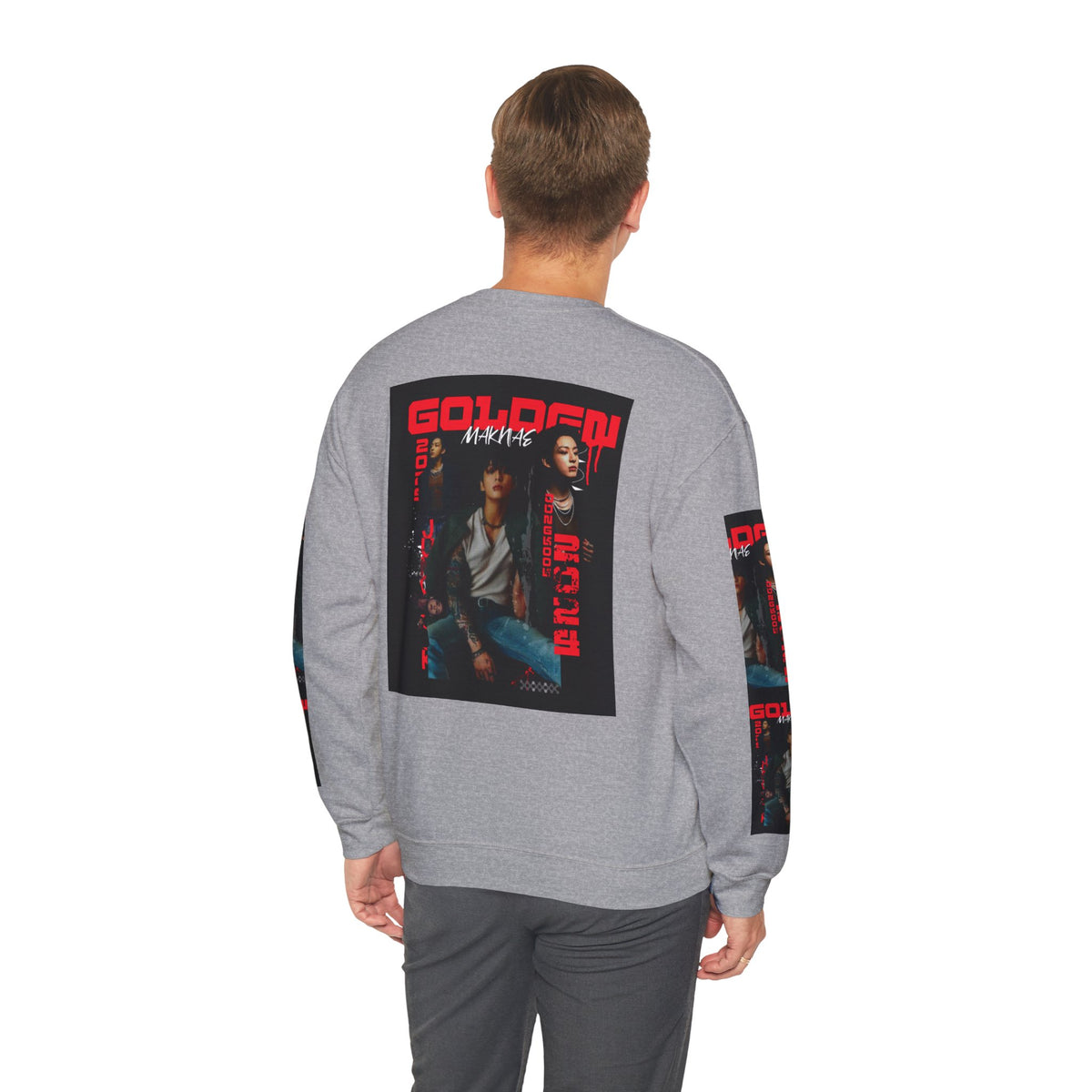 Jungkook Graphic Crewneck Sweatshirt — "GOLDEN"  Inspired Photo Print