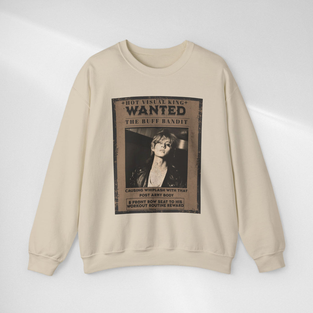 Wanted Poster Crewneck Sweatshirt — Vintage 'Buff Bandit' Graphic