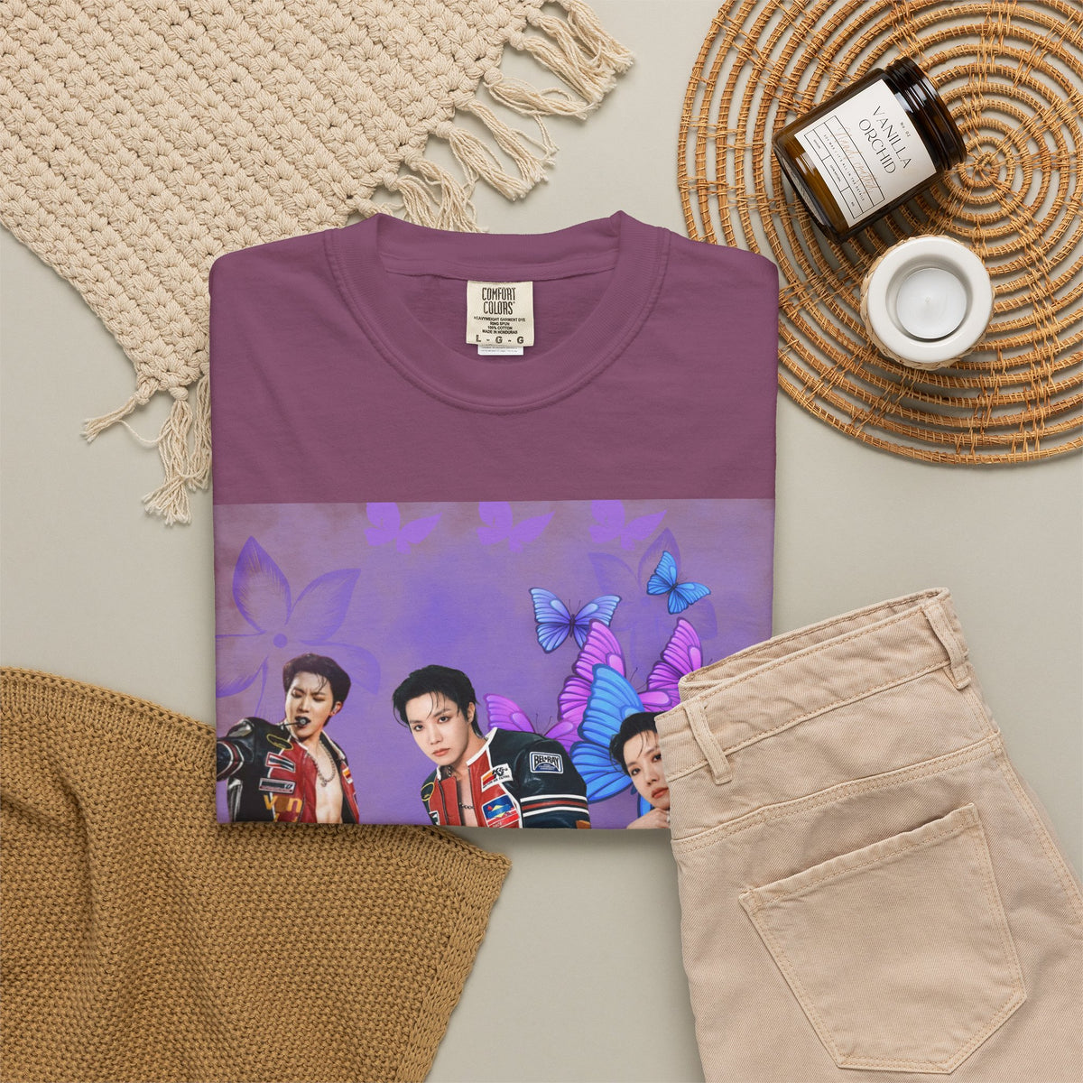 JHOPE Graphic T-Shirt — Purple Floral Portrait Tee