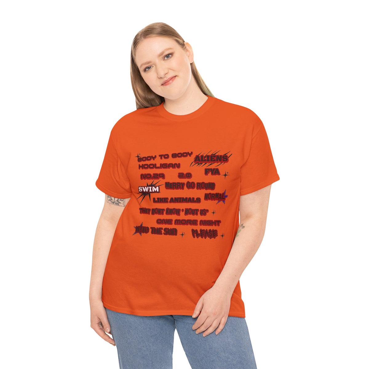 BTS ARIRANG Graphic Tee — Distorted Red Text Band Shirt