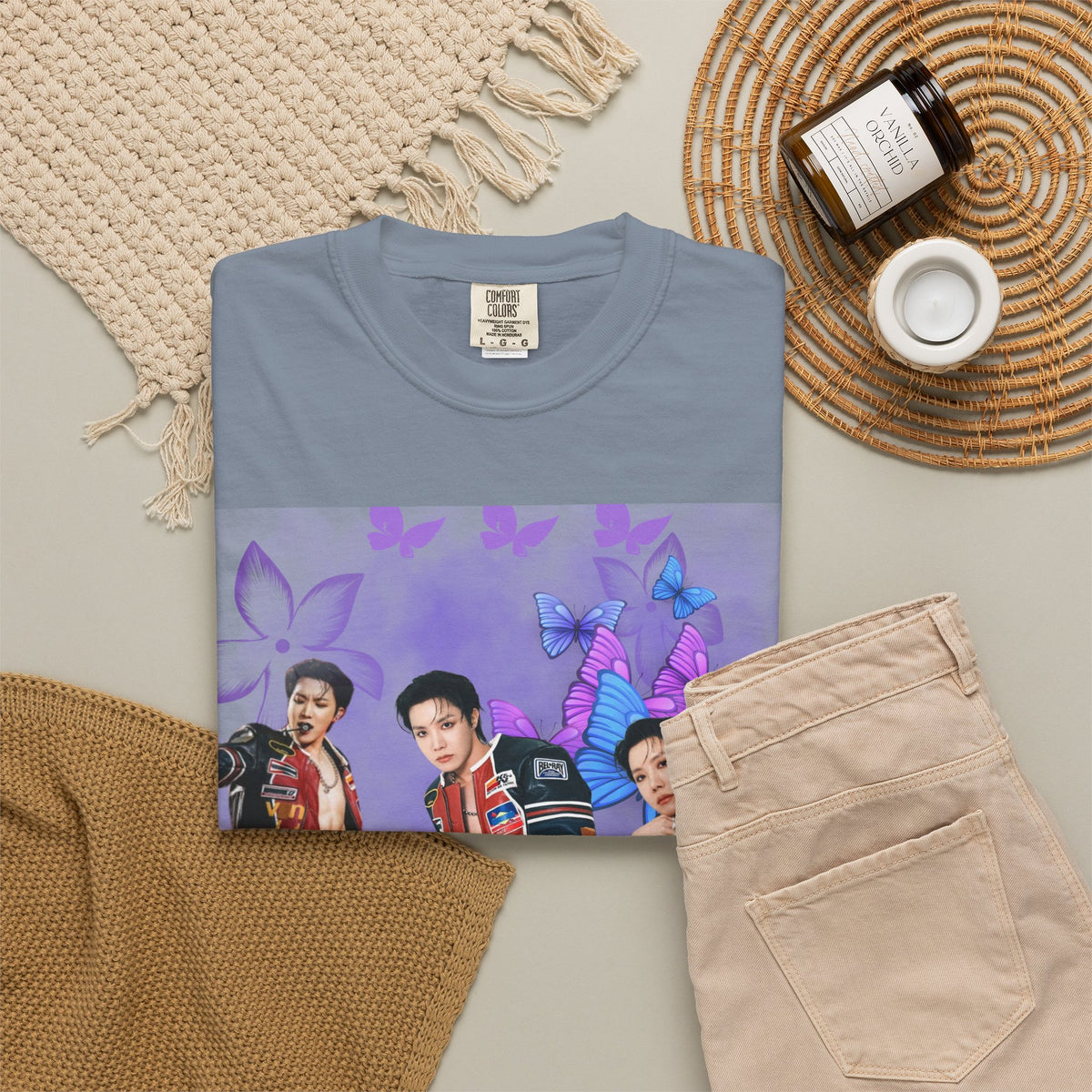 JHOPE Graphic T-Shirt — Purple Floral Portrait Tee