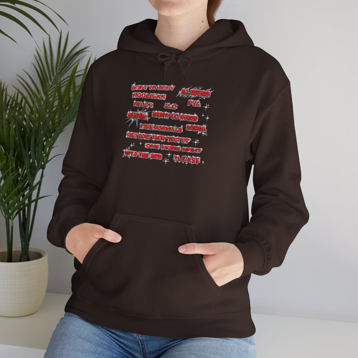 BTS Text Graphic Hoodie —  Red Script Sweatshirt