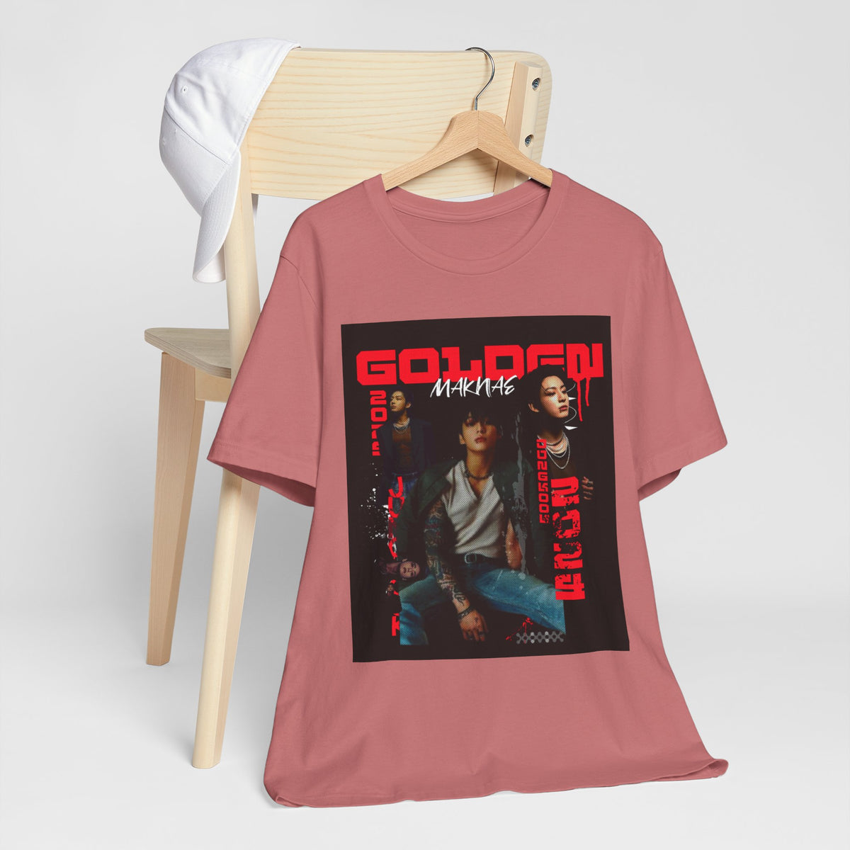 Jungkook Graphic Tee — Golden (Red Text)
