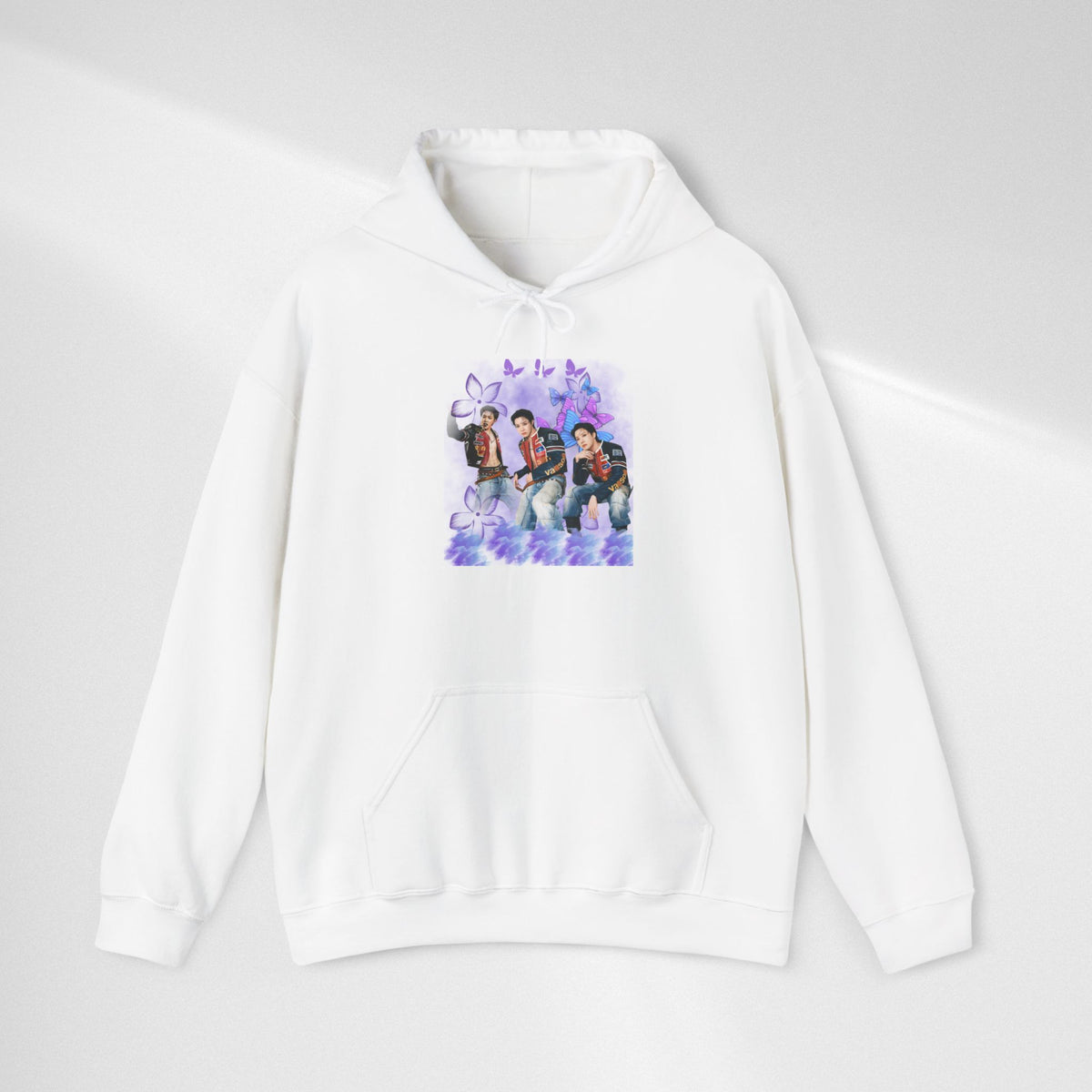 JHOPE Photo Hoodie — Purple Watercolor Floral Crew Sweatshirt