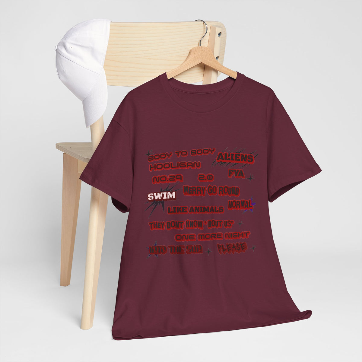 BTS ARIRANG Graphic Tee — Distorted Red Text Band Shirt