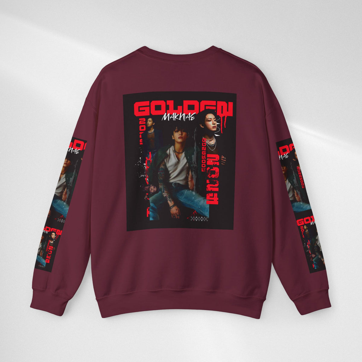 Jungkook Graphic Crewneck Sweatshirt — "GOLDEN"  Inspired Photo Print
