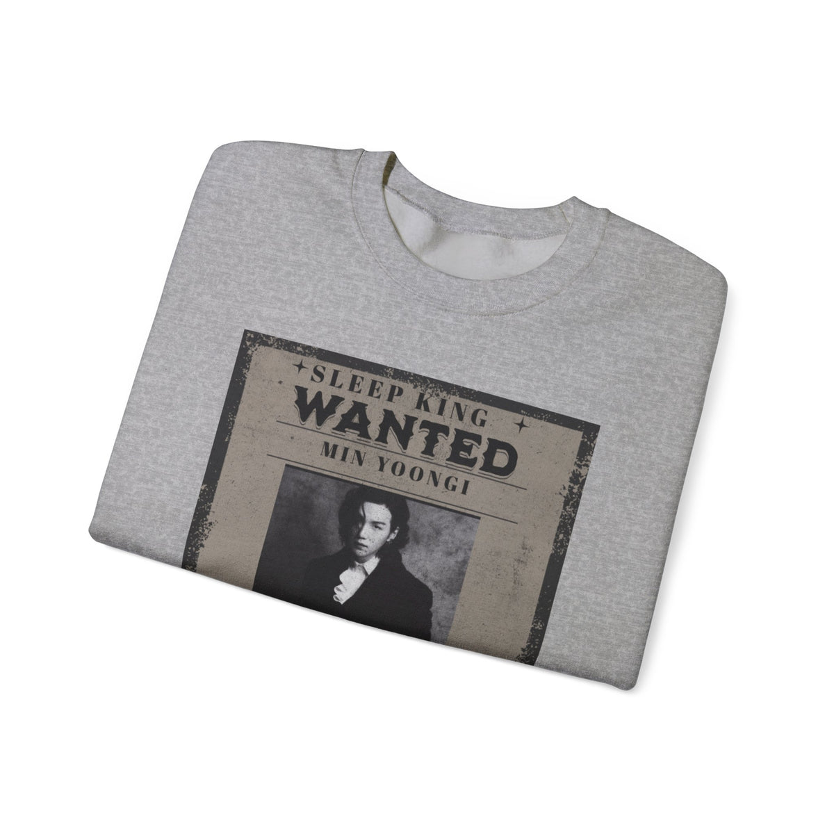 Suga Wanted Poster Crewneck Sweatshirt – Vintage 'Sleep King' Graphic