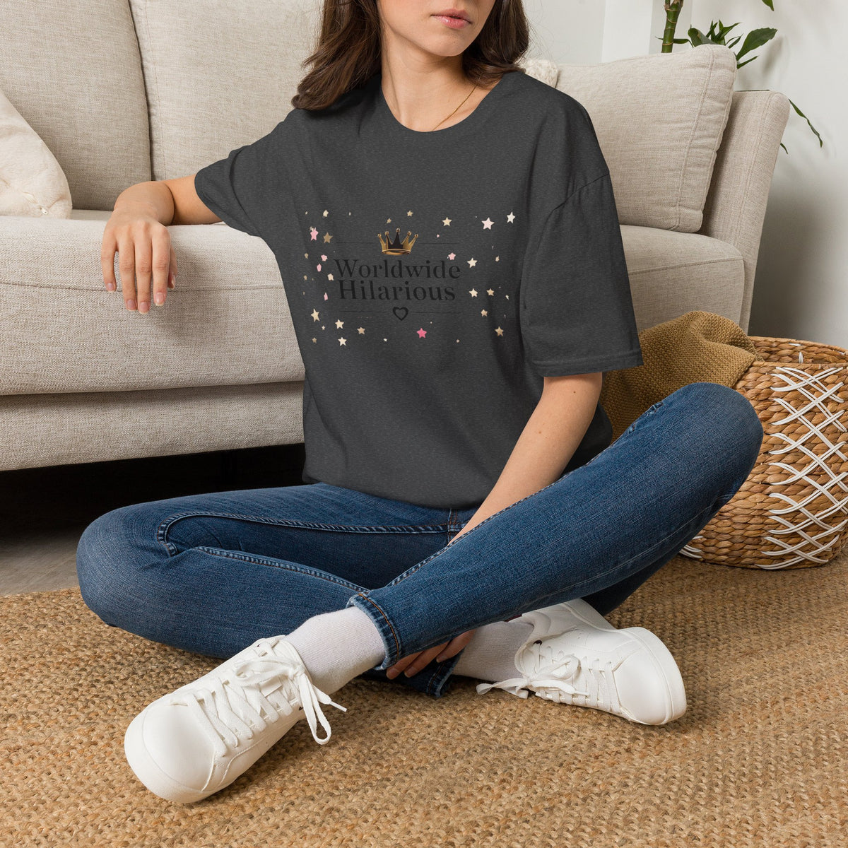 Worldwide Hilarious T-Shirt — Cute Crown & Star Graphic
