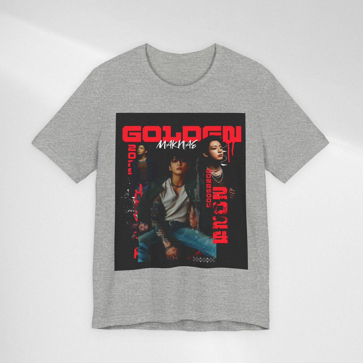 Jungkook Graphic Tee — Golden (Red Text)