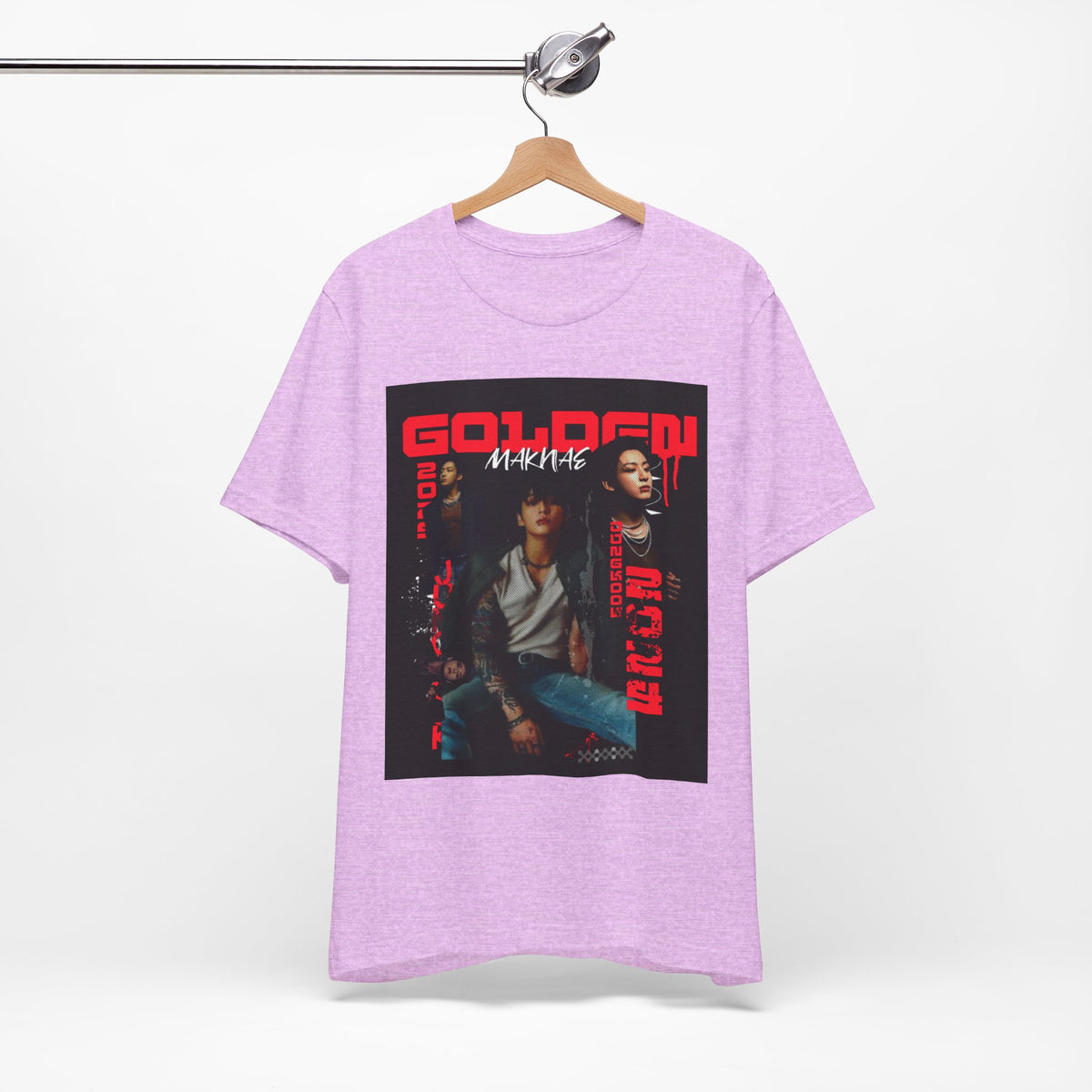 Jungkook Graphic Tee — Golden (Red Text)