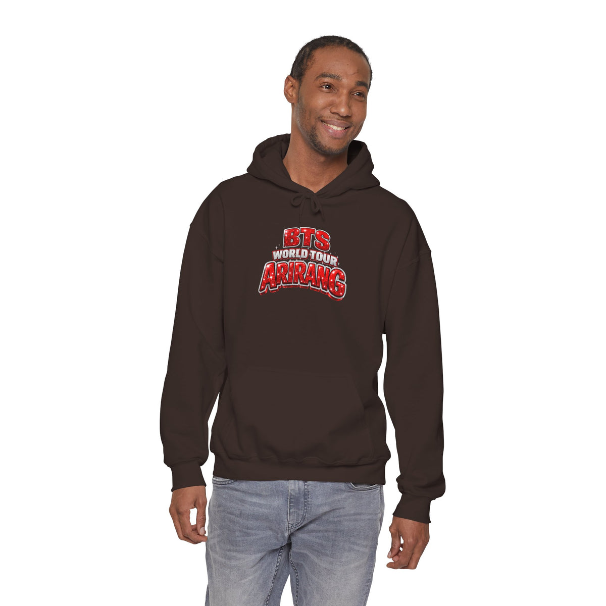 BTS Hoodie — "World Tour ARMY" Retro Red Graphic Pullover