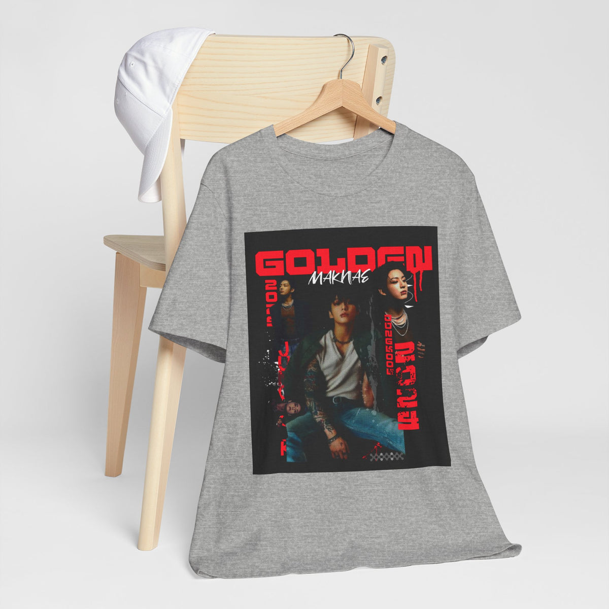 Jungkook Graphic Tee — Golden (Red Text)