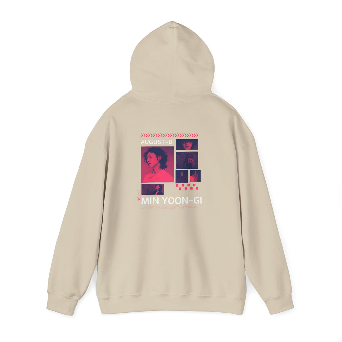 Suga Photo Collage Hoodie — Retro Pink Portraits Grid Design