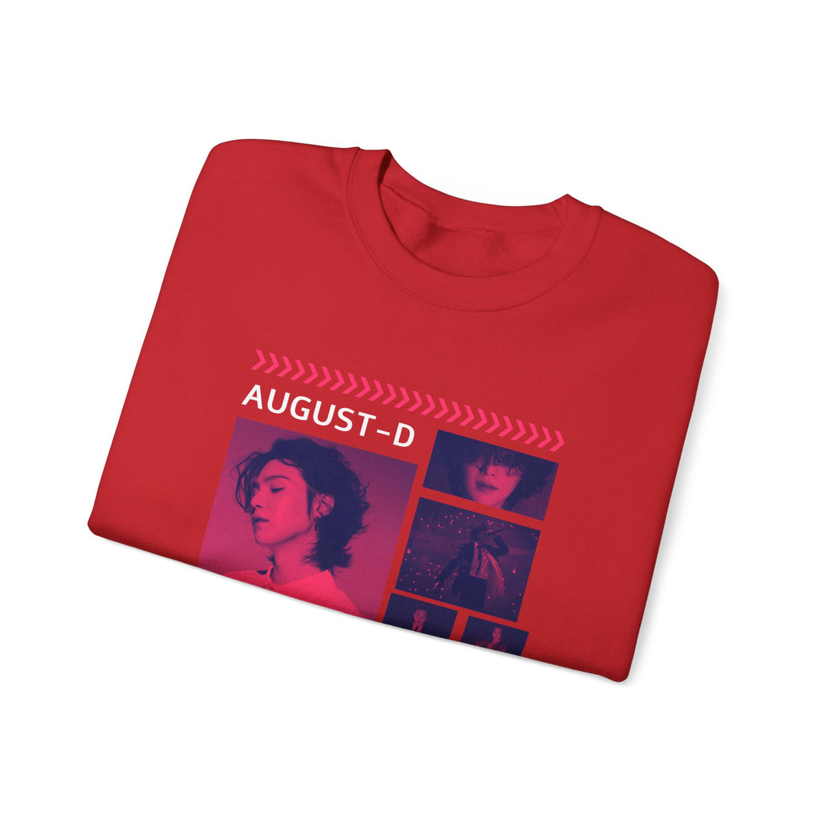 Suga Retro Photo Collage Sweatshirt — Pink Neon Portrait Crewneck