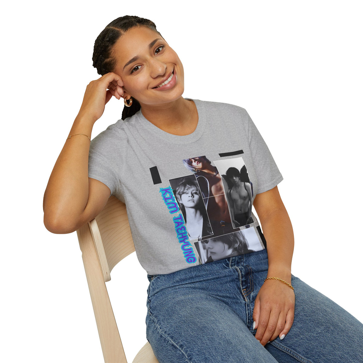 V Photo Collage Tee — Retro K-Pop Inspired Graphic T-Shirt
