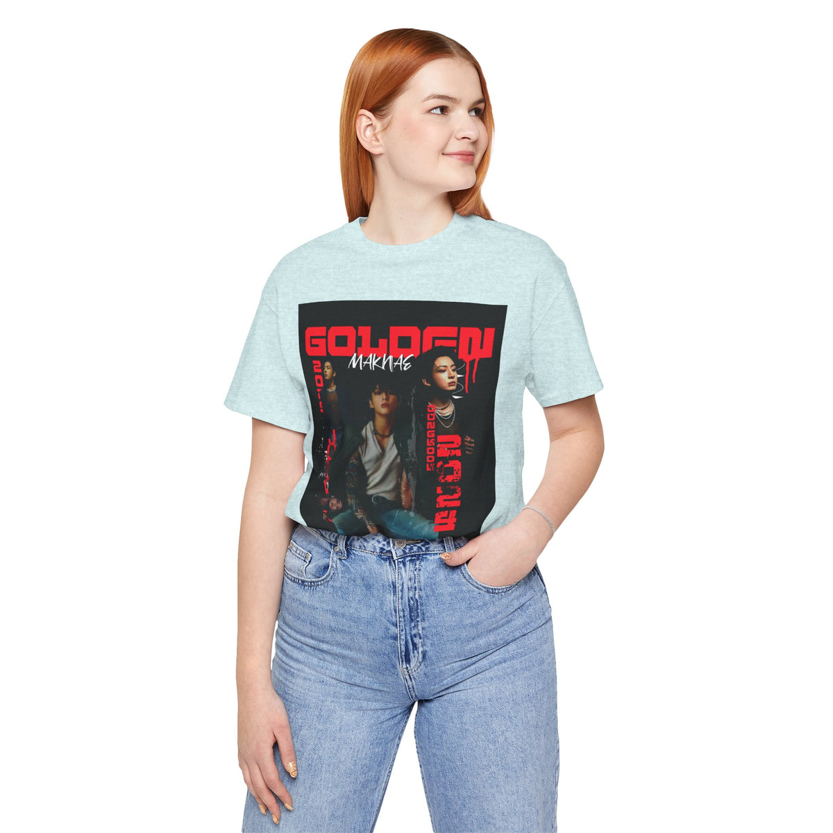 Jungkook Graphic Tee — Golden (Red Text)