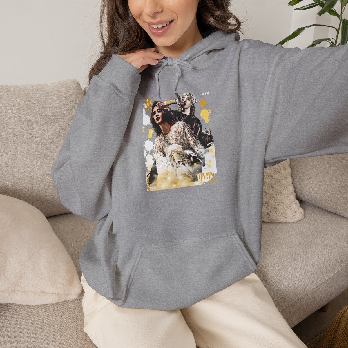 Jimin 95 Hoodie — K-Pop Fan Pullover with Photo Collage Front & Graphic Back