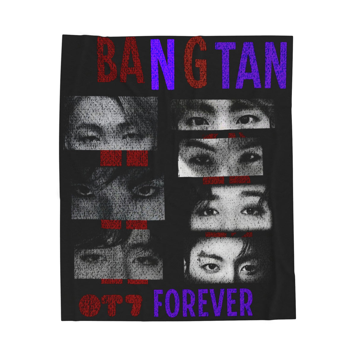 Bangtan Forever Velveteen Plush Blanket — BTS Eyes Collage Throw