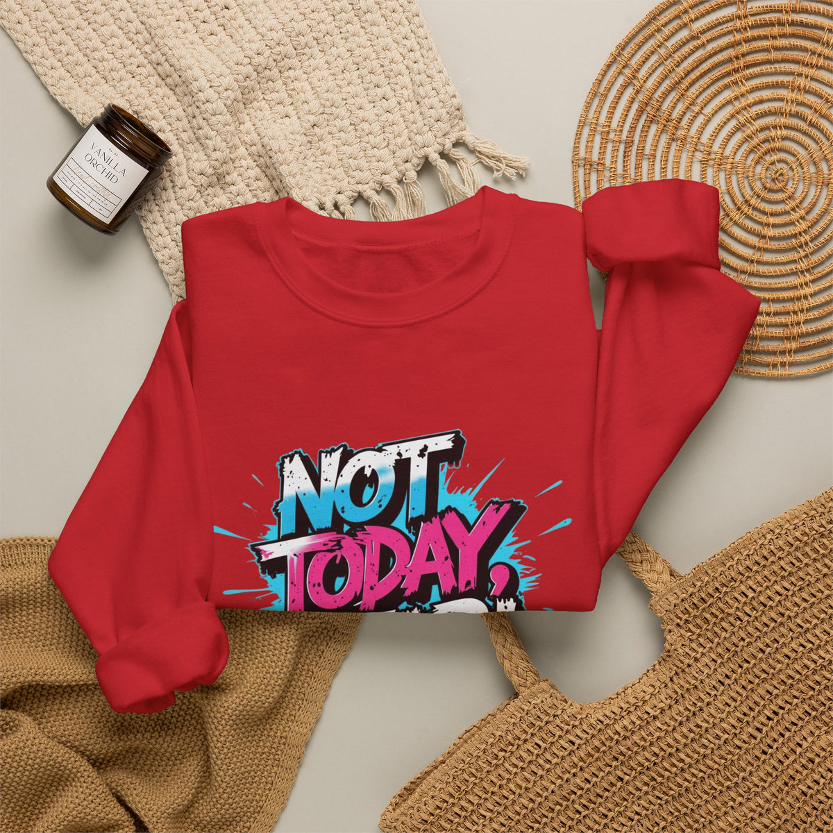 Crewneck Sweatshirt — "Not Today, Fear!" BTS Graffiti Motivational Sweatshirt