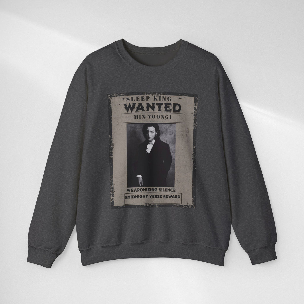 Suga Wanted Poster Crewneck Sweatshirt – Vintage 'Sleep King' Graphic