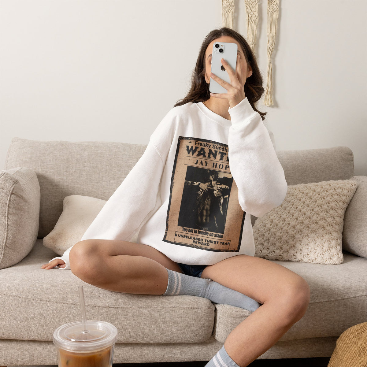 Wanted Poster Crewneck Sweatshirt – 'Freaky Sunshine: WANTED Jay Hope' Retro Graphic