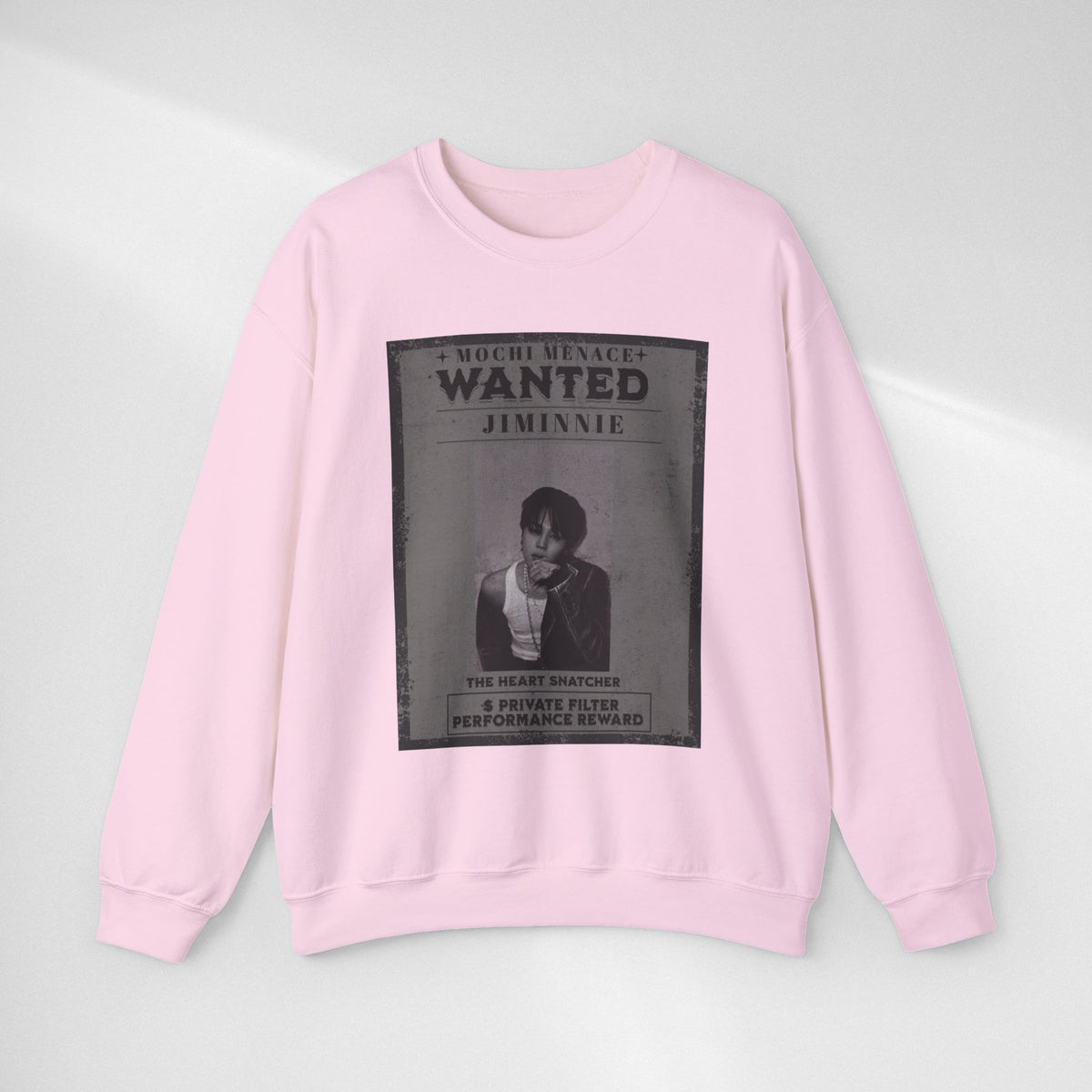 Wanted Poster Crewneck Sweatshirt — 'WANTED: Jiminie' Vintage K-Pop Graphic