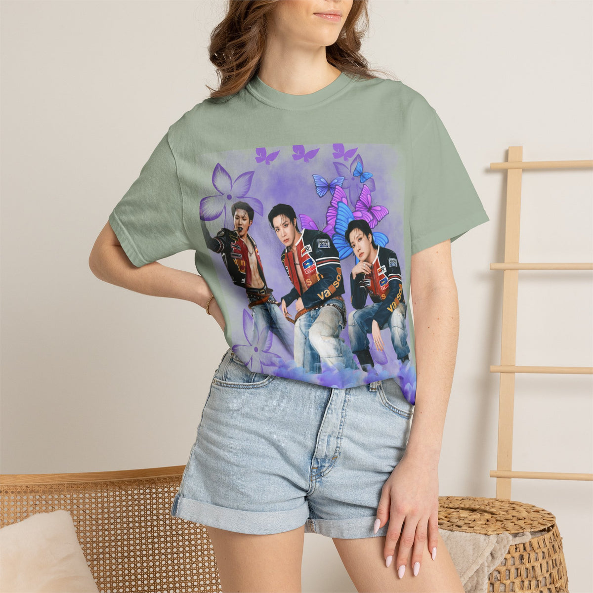 JHOPE Graphic T-Shirt — Purple Floral Portrait Tee