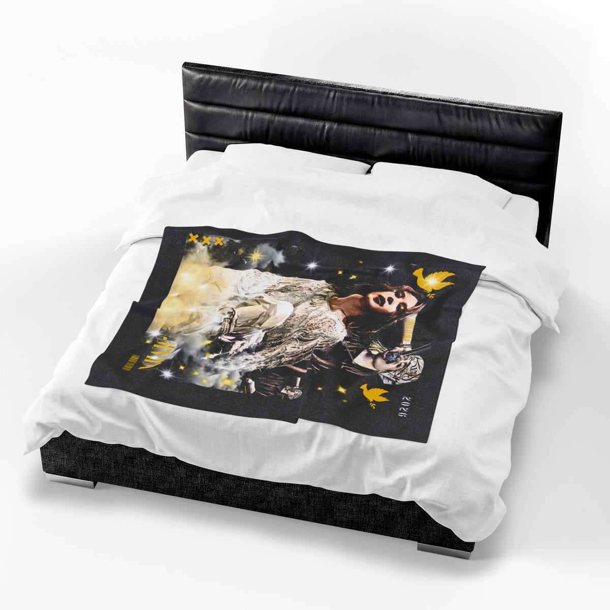Jimin Velveteen Plush Blanket — Vintage Concert Collage Throw (Singer Portrait)