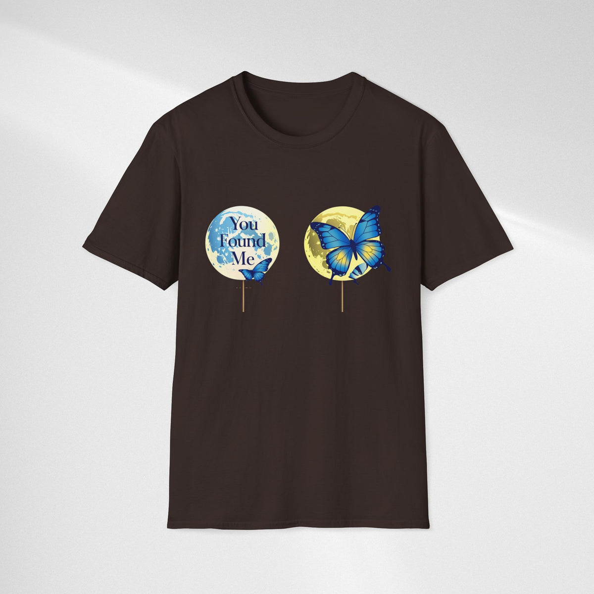 T-Shirt — 'You Found Me' Blue & Yellow Butterfly Graphic