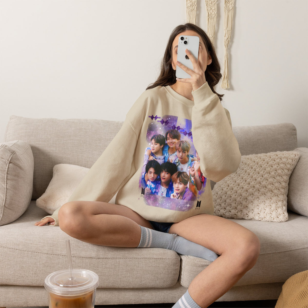 BTS Group Photo Crewneck Sweatshirt — Purple Star Aesthetic
